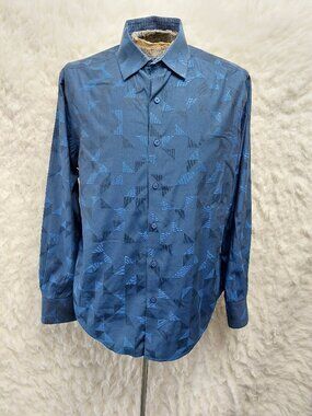Robert Graham Man's Blue Geometric Print  Shirt